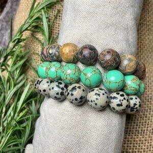 Natural Stone Stretch Beaded Bracelet Set